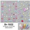 Nuevas pegatinas para uñas Redanco con diseño de conejo de dibujos animados en relieve 5D, calcomanías tridimensionales para uñas Dr-1022