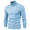 Suéter Gola Alta Liso Masculino Outono/Inverno 2025 Tricô Masculino Camisa Base Verde Militar
