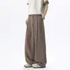 Nasa sobre Estilo Old Money Seda Helada Imitación Lino Pantalones Curvos para Hombre Verano Holgados de Pierna Ancha con Efecto de Caída Pantalones Casuales