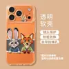 Capa de Celular Zootopia Adequada para Iphone17Pm Raposa Coelho 16Pro Transparente Macia 15 Casal 14 Conjuntos