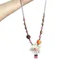 Collar con Colgante de Flor de Rafia y Cuentas de Madera Estilo Étnico Cadena para Clavícula Nicho Bohemio Cadena para Clavícula Estilo Vintage