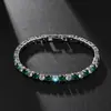 Pulseira Transfronteiriça Amazon 4mm para Mulheres, Joia de Ouro Branco Totalmente Diamantada, Cor de Zircônia Tennis Estilo Quente Corrente Popular
