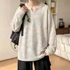 Camiseta de manga larga con cuello en V y teñido tie-dye de colores para hombre, capa base pesada estilo americano de otoño, top de moda nuevo 2026