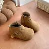Botas Curtas Estilo Retrô com Fivela Infantil 2026 Inverno Novo Bico Redondo Solado Plano Versátil Quente Botas de Couro com Aveludado