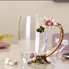 Taza de Vidrio Esmaltado Estilo Europeo, Modelo Nuevo para Mujeres, Alto Valor Estético, Adecuada para Uso en Casa, Taza de Té de Flores, Vaso de Agua para Oficina