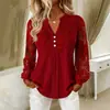 Estación Europea 2026 Comercio Exterior AliExpress Wish Camisa Nueva Color Sólido Cuello en V Encaje Blusa para Mujer