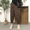 Pantalones Casuales de Algodón Lavado Vintage de Cintura Alta para Mujer, Nuevo Estilo Primavera y Otoño, Corte Holgado, Adelgazante, Elástico, Engrosado, Pantalones Harem Cónicos, Pantalones Largos