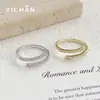 Anel Fashion de Camada Dupla com Zircônia, Design Moderno, Toque Único e Sofisticado, Anel Aberto Exquisito e que Não Desbota