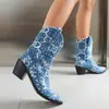 Talla 40-43 Zapatos Transfronterizos Europeos y Americanos para Mujer, Botas de Media Caña de Punta Extra Grande, Botas de Cuero para Mujer de Otoño e Invierno, Botas Vaqueras de Tacón Alto
