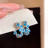 Elegância vintage! Brincos de franja em gota d'água com zircônia azul, brincos estilo corte francês, sensação de luxo leve e alta qualidade para mulheres