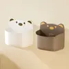 Caja de almacenamiento linda de oso de dibujos animados para colgar en la pared, cocina, para cebolla, jengibre y ajo, sin perforaciones, almacenamiento en pared, colgante lateral de refrigerador, azul