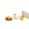 Família de Franguinhos Fofos, Ovos, Galinheiro, Paisagem em Miniatura Simulada DIY, Artesanato Estéreo de Resina, Pequenos Enfeites
