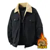 Chaqueta de invierno para hombre, engrosada con forro polar, tela de pana, chaqueta de lana de cordero, abrigo casual holgado para hombre