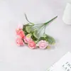 Buquê de hibisco de 7 cabeças em tecido feito à mão, flores artificiais para display de recepção de hotel, arranjo festivo, decoração de arranjo de flores em vaso