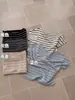 Camiseta de Punto de Lino y Lyocell de Lujo Silencioso para Mujer, Verano, Temperamento, para Viajar al Trabajo, de Alta Gama, Corte Entallado, Manga Corta, Rayas de Cáñamo y Algodón