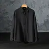 Camisa de Vestir para Hombre Otoño Cuello Cuadrado Manga Larga Camisa Boda Borgoña Top Estilo Coreano Ropa Formal para Hombre