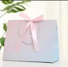Bolsas de Regalo Degradadas Bicolor Estilo Ins, Bolsas Tote para Tiendas de Ropa, Bolsas de Empaque Listas para Usar, Lazos de Cinta, Bolsos de Mano para Bodas