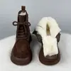 Botines estilo Martin de gamuza con suela gruesa para mujer, colección otoño/invierno 2026, con punta ancha, suela de plataforma y forro de felpa, estilo Chelsea, y botines cortos estilo Birkenstock