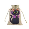 Venda Quente Transfronteiriça Halloween Saco de Tecido de Linho com Cordão Bolsinho Embalagem para Doces e Presentes de Halloween Bolsinho com Cordão de Linho