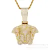 Hip Hop Europeo y Americano Joyería de Nicho Transfronteriza Colgante de Estatua con Piedras de Circonita de Diamante Completo Joyería de Collar Versátil Simple para Hombre Personalización