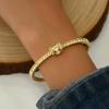 Explosiones Europeas y Americanas Pulsera Geométrica con Incrustaciones de Diamantes Anillo Romano Pulsera para Novia Celebridad de Internet Personalidad Combinable Pulsera Simple para Mujer
