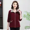 Chaqueta de pana para personas de 40-50 años, Chaqueta casual con cremallera, Atuendo de primavera para mamá, Top de pana para personas de 50 años