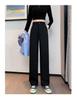 Calça Larga de Tecido Fluido de Alta Qualidade Feminina, Novo Estilo Verão 2026, Calça Social Reta Solta Preta, Calça Fashionável Casual de Comprimento Total