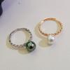 Accesorios de plata S925 estilo fragancia pequeña anillo de perlas con diamantes amarillo y blanco con cuentas de 8-9 mm accesorios sin cuentas
