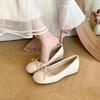Versión con Aumento de Altura Interior ~ Zapatos de Lazo Bajo Estilo Hada Francés para Mujer Primavera y Otoño Suela Suave Combinación de Colores Zapatos Estilo Chanel Pequeño