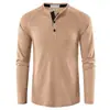 Novas Camisetas Masculinas Cruzadas de Outono e Inverno Europeias e Americanas Exportação da Amazon Camisetas Básicas Masculinas de Cor Pura Camisas Henry para Homens