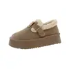 Botas de Neve Curtas Birkenstock com Solado Grosso para Mulheres, Forradas com Lã, Quentes, Estilo Slip-On Moderno, Novo Modelo Outono e Inverno 2026, Sapatos de Algodão Estilo Feijão