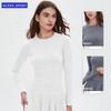 Novo Top de Manga Longa com Gola Redonda Feminino Alpha Amazon Outono e Inverno Europeu e Americano Elástico Justo Camiseta Esportiva para Yoga