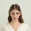 Corrente de Cabelo com Borboleta Dourada, Franja de Pérolas, Acessório de Cabeça de Deusa Retrô, Acessórios de Cabelo para Noivas Europeus e Americanos