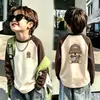 Camiseta de Manga Larga con Retazos para Niños Niños Otoño/Invierno De Rong Capa Base Cepillada 2026 Nuevo Top para Niños