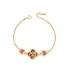 Pulsera Retro Colorida Estilo Chino Original con Goteo de Aceite Mariposa Dopamina Flor de Amor para Mujer Joyería de Moda Versátil de Alta Gama