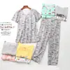 Pijama Feminino Verão Manga Curta Plus Size Magro Feminino Roupa de Casa Conjunto Fofo e Fresco de Cabelo