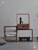 Gabinete de Celosía de Madera Maciza de Combinación Libre Nogal Negro Esquina Redondeada Librero Mesa Lateral Minimalista Moderna Sala de Estar Mesa de Noche Dormitorio