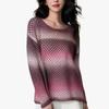 Suéter Top Dulce Hueco Suave Otoño Nuevo Spice Girls Cuello Redondo Color de Contraste Delgado Manga Larga Blusa Top