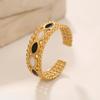 Popular Anillo Abierto con Goteo de Aceite Estilo Ins Europeo y Americano de Acero Inoxidable Chapado en Oro de 18K con Línea de Bolas Anillo de Acero de Titanio para Mujer