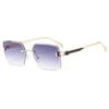 2026 Nuevas Gafas de Sol Pequeñas Sin Marco Lentes de Plástico PC de Borde Cortado Protección UV Montura Cuadrada de Moda Gafas de Sol con Protección Solar Degradada
