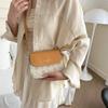 Bolso 2024, nuevo bolso cuadrado pequeño de PU, bolso de hombro de nicho de moda, bolso cruzado sencillo de color en contraste.