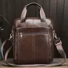 Maletín de Cuero Genuino para Negocios, Bolso de Mano Simple Vertical para Hombre, Bolso de Mano de Piel de Vaca de Primera Capa, Bolso Cruzado para Documentos