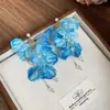 Pendientes de borla de flor de circón y perla con aguja de plata, pendientes de moda frescos, alto sentido, temperamento de nicho, pendientes versátiles para mujer