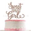 Tarjeta de pastel creativa dorada brillante para niña dulce bebé, decoración para fiesta de revelación de género de bebé
