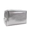 Bolsa de Maquiagem Material Ecológico, Logo Personalizado em Pequenas Quantidades, Textura de Couro Sintético Macio PU Prata, Bolsa de Presente Portátil Clutch para Armazenamento