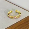 Caja Misteriosa en Vivo Oro Vintage Retro Anillo Abierto Completamente de Diamantes Circonita Esmalte Gota de Aceite Anillo Personalizado