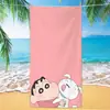 Toalha de banho de secagem rápida infantil de grandes dimensões Giz de cera Pequena nova toalha de praia Microfibra Velo de dupla face Toalha de praia com impressão digital