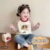Camiseta de Manga Larga para Niña Otoño/Invierno 2026 Nuevo Estilo Camiseta Térmica de Forro Polar para Niños Mayores Ropa Interior Rayada Elegante