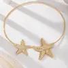 1 Pieza Collar para Mujer Metal Dorado Estrella de Mar Bohemio Vacaciones Estrella de Mar Aleación Collar Joyería para Fiesta Banquete