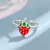 Moda dulce lindo fresa personalidad fruta anillo abierto mujeres mayoreo